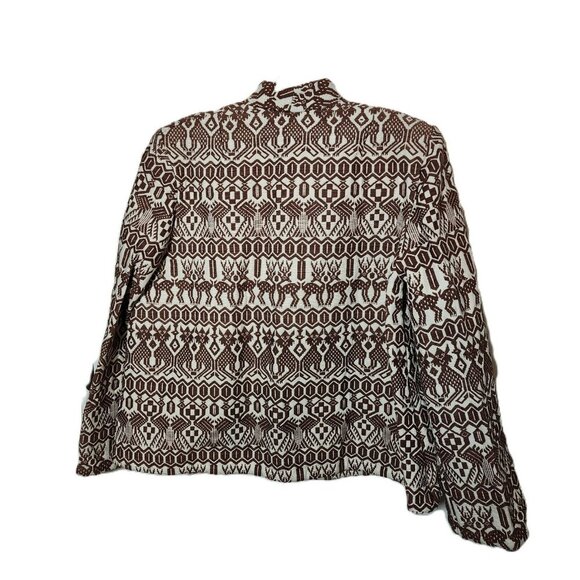 Vintage Pelux Guatemala ethnic tapestry jacket coat burgundy ivory size 18 NEW - Picture 5 of 8